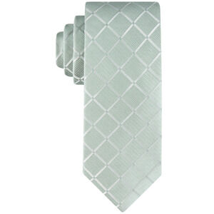 Calvin Klein Men Herringbone Grid Tie Mint
